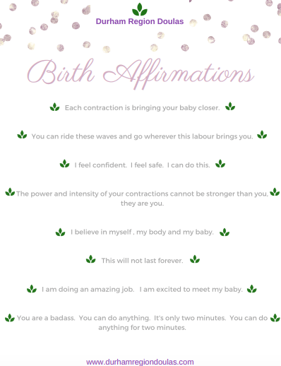 Durham Region Doulas Birth Affirmations
